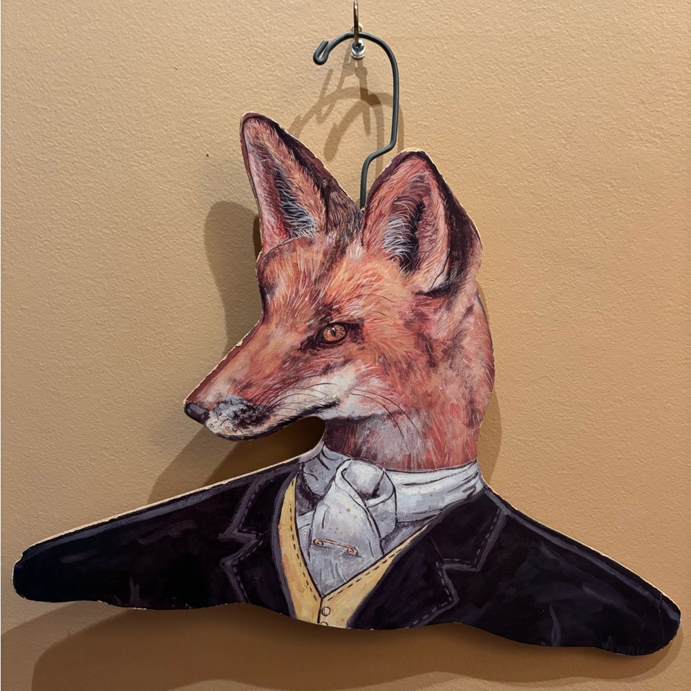 Fox Portrait Wooden Wall Hanger in Rustic Orange and Black